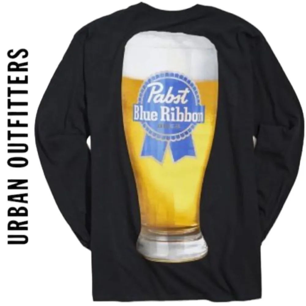 NEW PBR Pabst Blue Ribbon UO Urban Outfitters Pint Glass Long Sleeve Tee L